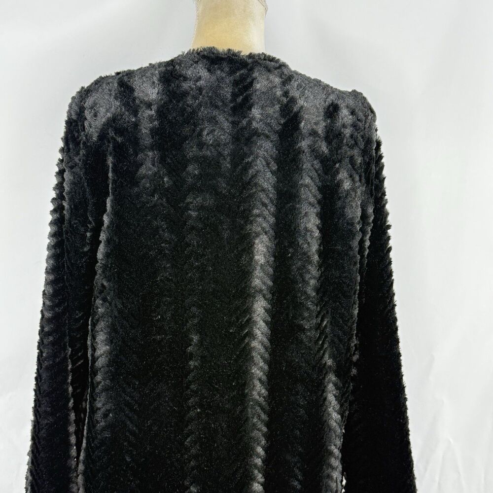 Fever Black Faux Fur Coat Women’s Size S Soft Plush Open Front Jacket - Picture 7 of 16